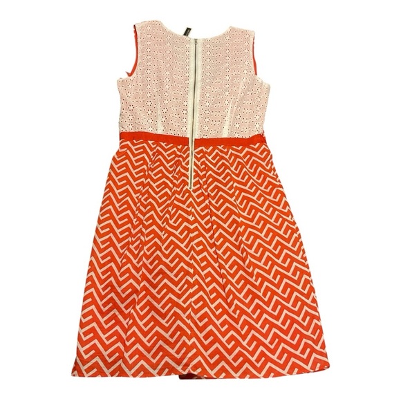 Julian Taylor Orange and White A-Line Sleeveless Dress - Picture 2 of 7